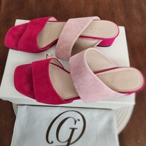 M. GEMI Magenta & Pink Suede Slide On Italian Shoes US 11 EU 42